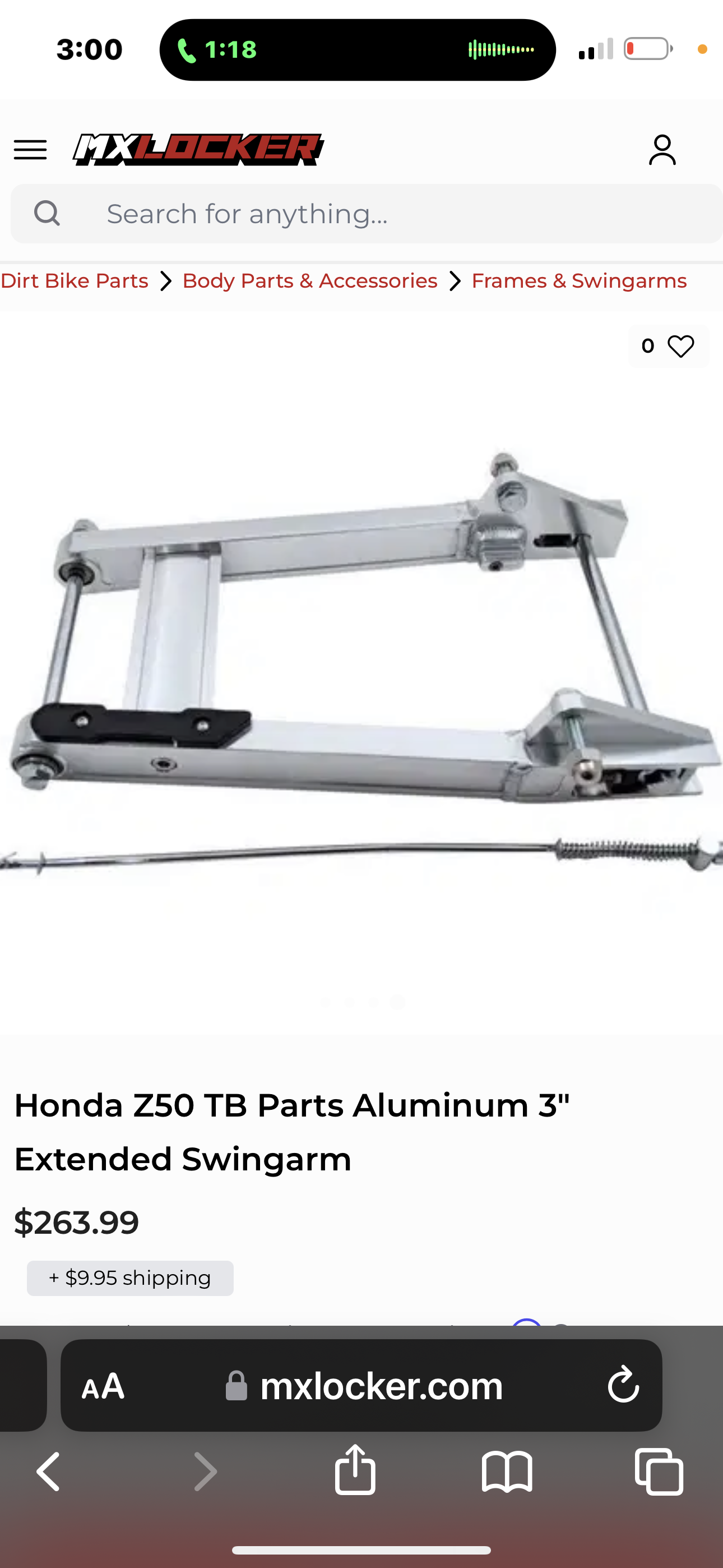 Z50 +2" Extended swing arm