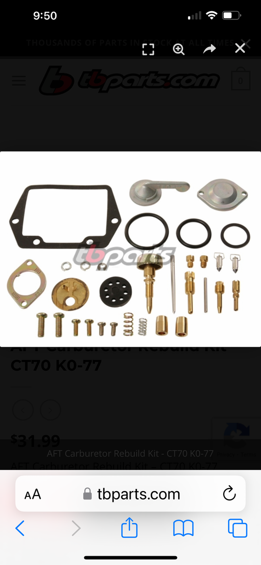 CT70 K1 Carburetor rebuild kit