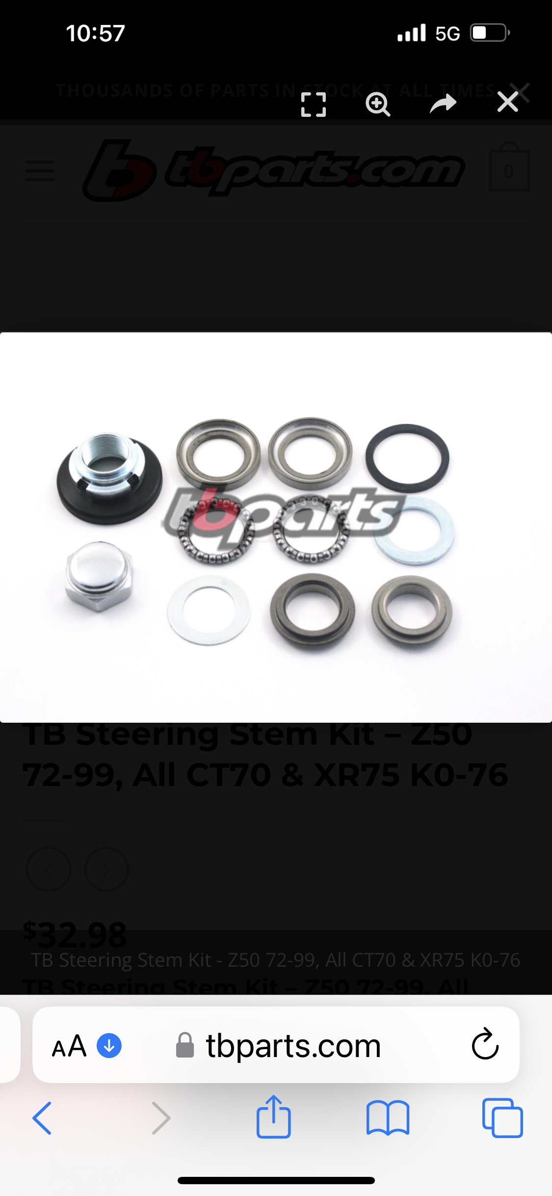 CT70 K1 steering stem kit